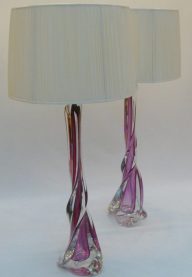 Pair of tall Val St Lambert lamps