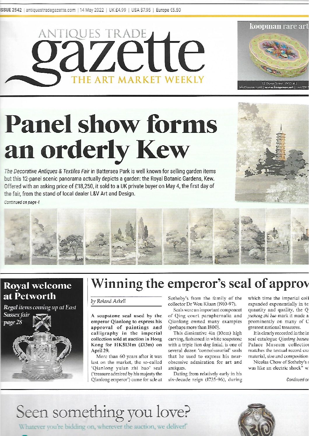 Antiques Trade Gazette May 2022 L & V Art and Design